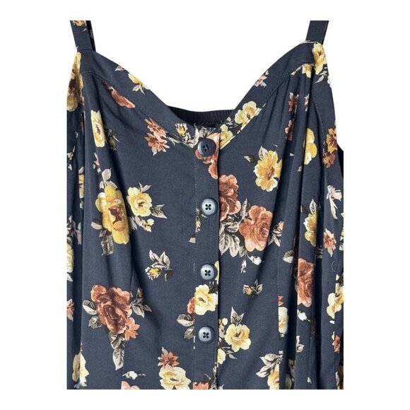Torrid Tank Top Women 10 Black Floral Print Button Front Shirt Boho Festival - Picture 5 of 11